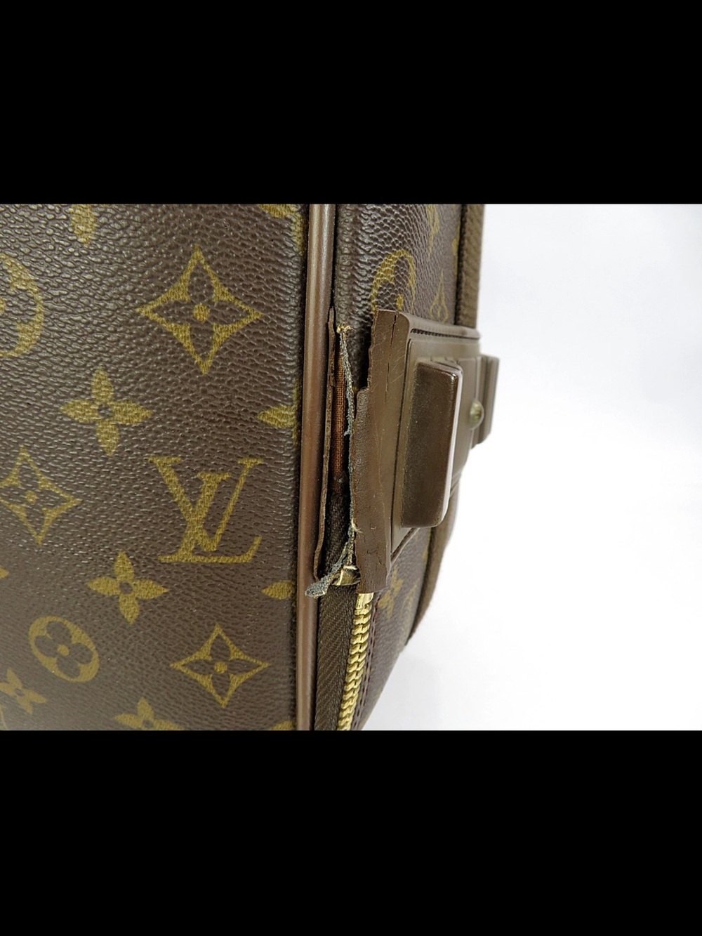 Louis Vuitton Brown Monogram Carry-On Suitcase with Leather Trim - Picture 12 of 16